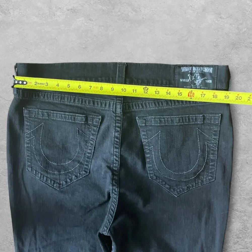 True Religion Mens Slim Drop Rise Jeans 38 Black Streetwear Y2K